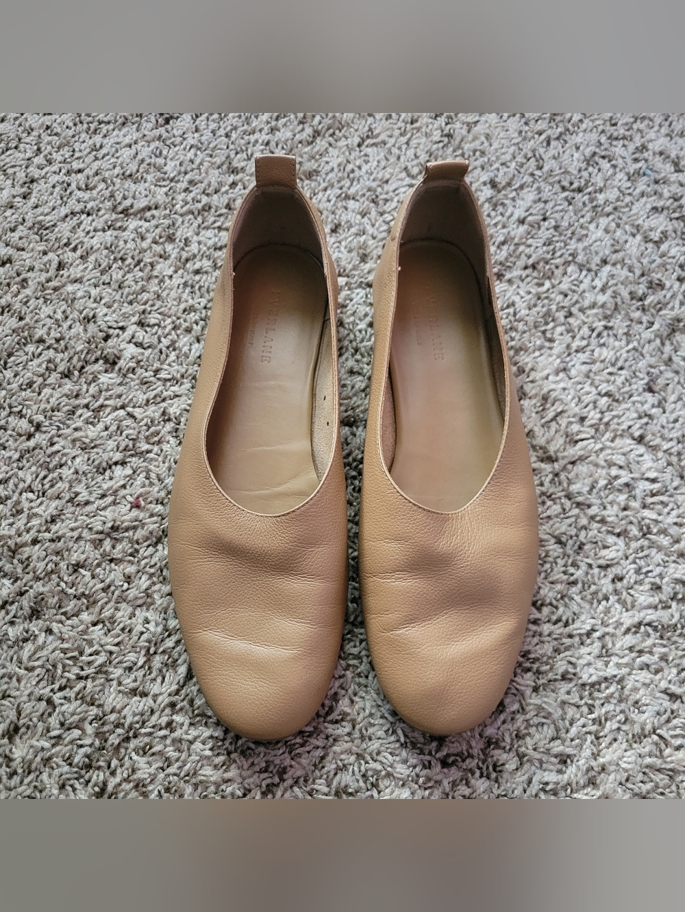Everlane The Day Glove Shoes Basket Flats Beige Tan Camel Round Toe Leather 8.5